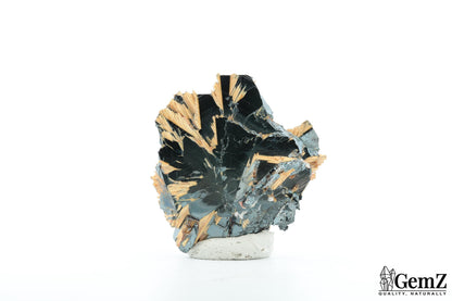 Rutile doré sur Hématite scintillante - Pièce unique de Novo Horizonte, Brésil