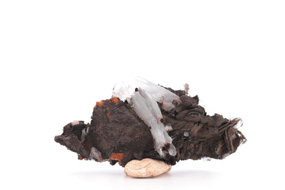 Baryte bleue sur Goéthite – Mine de Sidi Lhcen, Nador, Maroc, 41 g