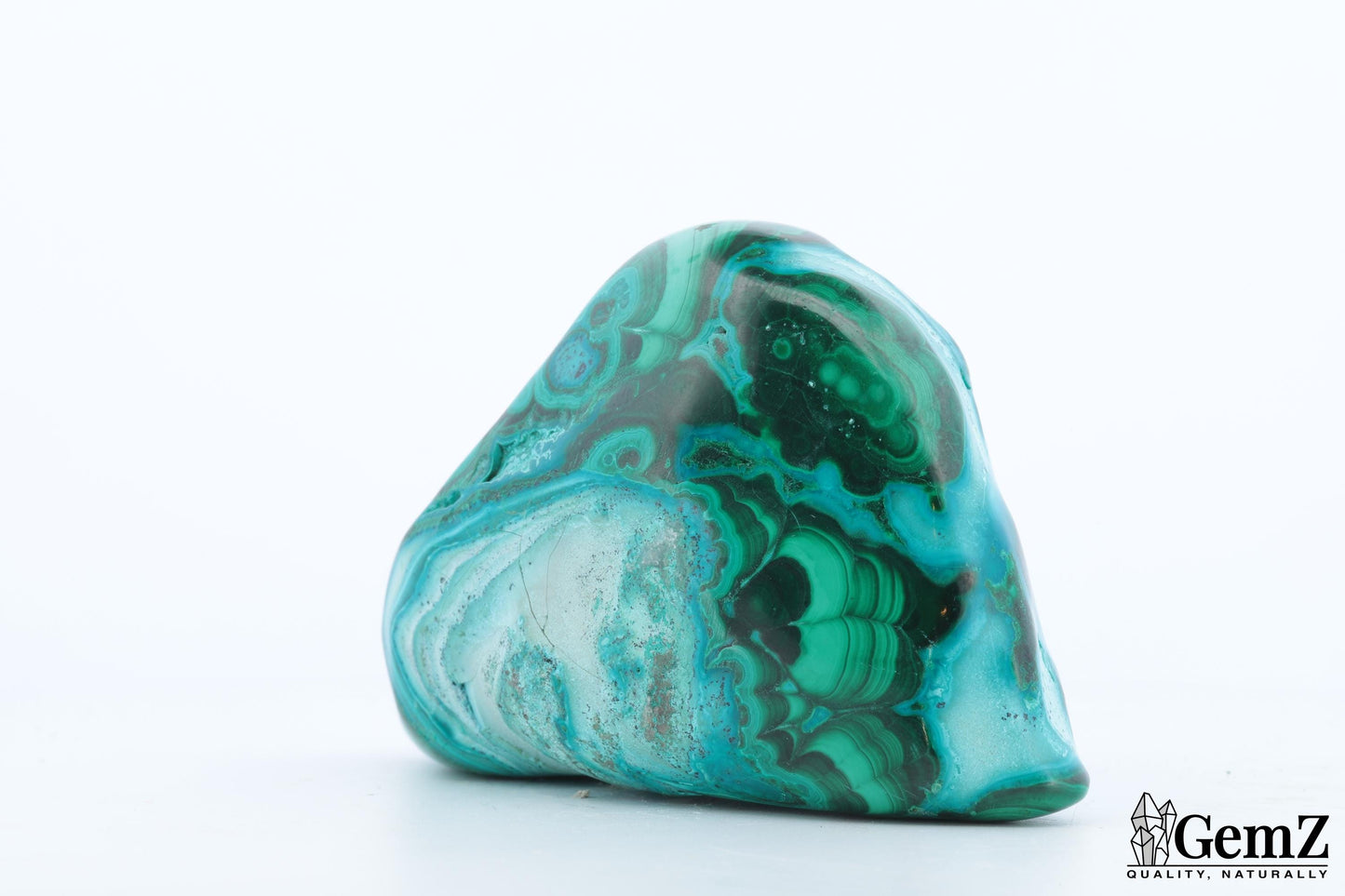 Chrysocolle-Malachite Polie, 158g, Motifs Tourbillonnants Naturels