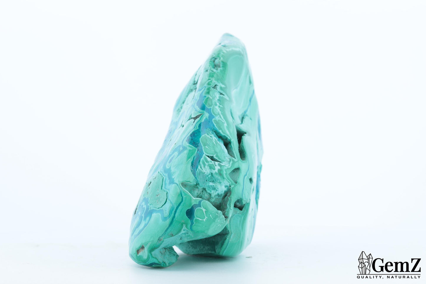 Chrysocolle-Malachite Exceptionnelle, 214g, Motifs Végétaux Uniques